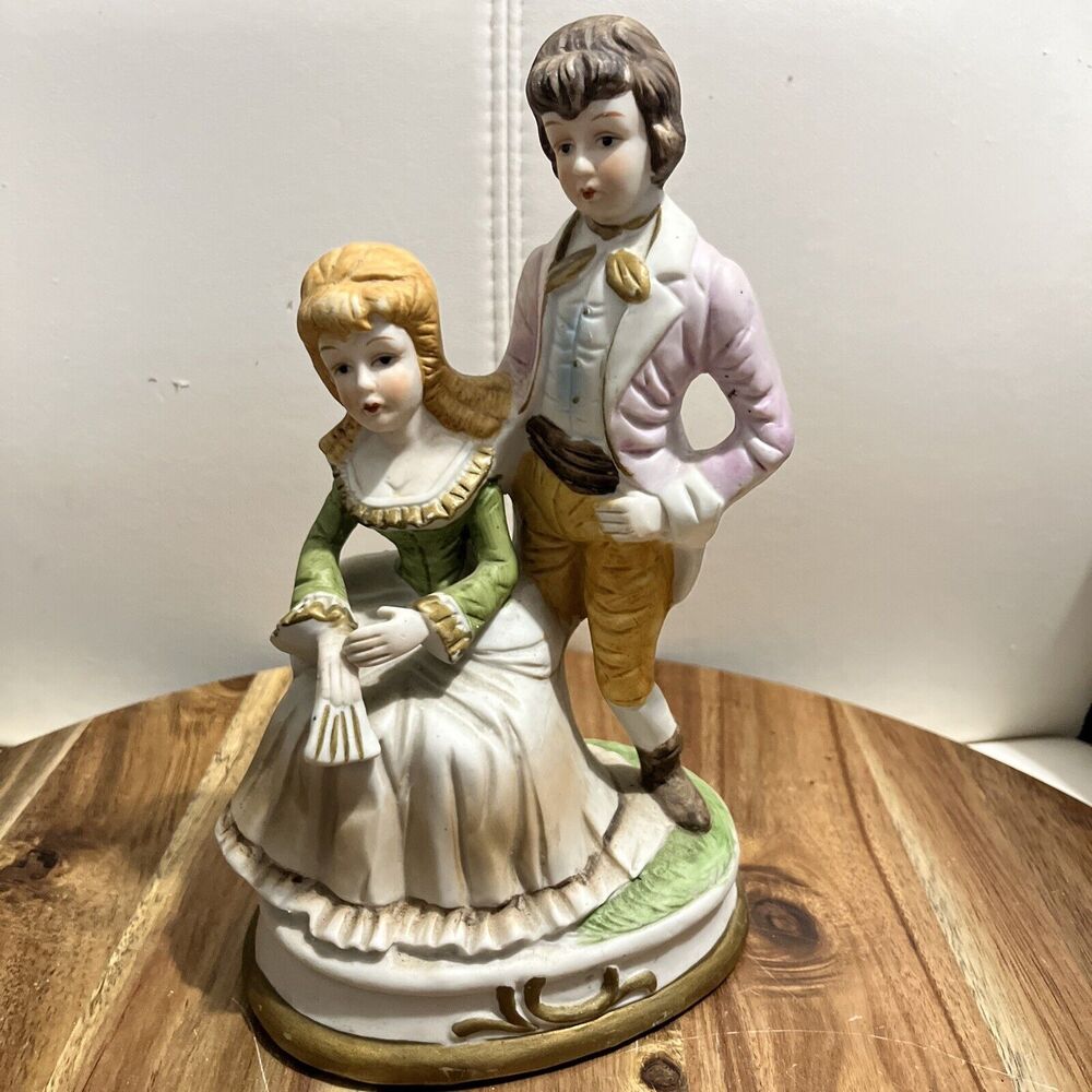 ITALIAN OPERA Woman & Man Statue Figurine Piano Italy Antique Vintage Collectib